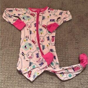 Little Sleepies pink roadtrip print zippie 12-18 months